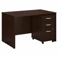 Bush Business Furniture Series C 48W X 30D Office Desk With Mobile File Cabinet In Mocha Cherry