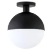 Orb 9.75" Wide Semi Flush Mount With Glass Shade In Blackened Bronze/White