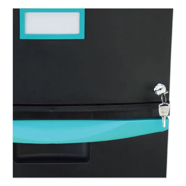 Storex Single-Drawer Mobile Filing Cabinet, 1 Legal/Letter-Size File Drawer, Black/Teal, 14.75" X 18.25" X 12.75" 5 Storex Single-Drawer Mobile Filing Cabinet, 1 Legal/Letter-Size File Drawer, Black/Teal, 14.75" X 18.25" X 12.75" - Image 5