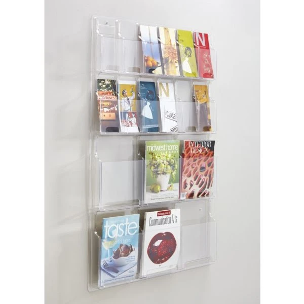 Safco Reveal Clear Literature Displays, 18 Compartments, 30w X 2d X 45h, Clear 2 Safco Reveal Clear Literature Displays, 18 Compartments, 30w X 2d X 45h, Clear - Image 2