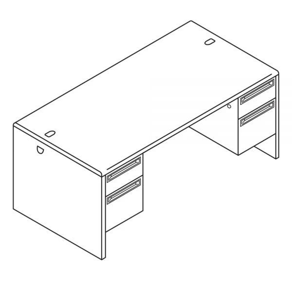 HON 38000 Series Double Pedestal Desk, 72" X 36" X 29.5", Mahogany/Charcoal 9 HON 38000 Series Double Pedestal Desk, 72" X 36" X 29.5", Mahogany/Charcoal - Image 9