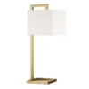 Grayson 26" Tall Table Lamp With Fabric Shade In Brass/White