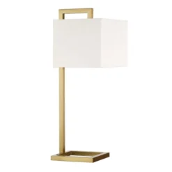 Grayson 26" Tall Table Lamp With Fabric Shade In Brass/White