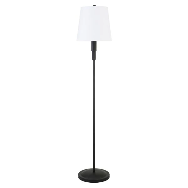 Emerson 60" Tall Floor Lamp With Fabric Shade In Blackened Bronze/White 1 Emerson 60" Tall Floor Lamp With Fabric Shade In Blackened Bronze/White