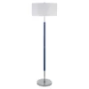 Simone 2-Light Floor Lamp With Fabric Shade In Blue/Polished Nickel/White