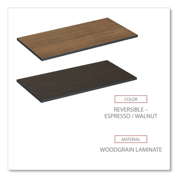 Alera Reversible Laminate Table Top, Rectangular, 47.63w X 23.63d, Espresso/Walnut 4 Alera Reversible Laminate Table Top, Rectangular, 47.63w X 23.63d, Espresso/Walnut - Image 4