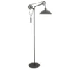 Neo Spoke Wheel Pulley System Floor Lamp With Metal Shade In Aged Steel/Aged Steel