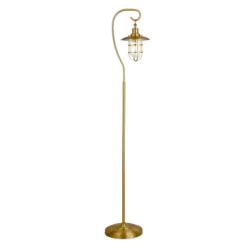 Bay Nautical Floor Lamp With Glass Shade In Brass/Clear