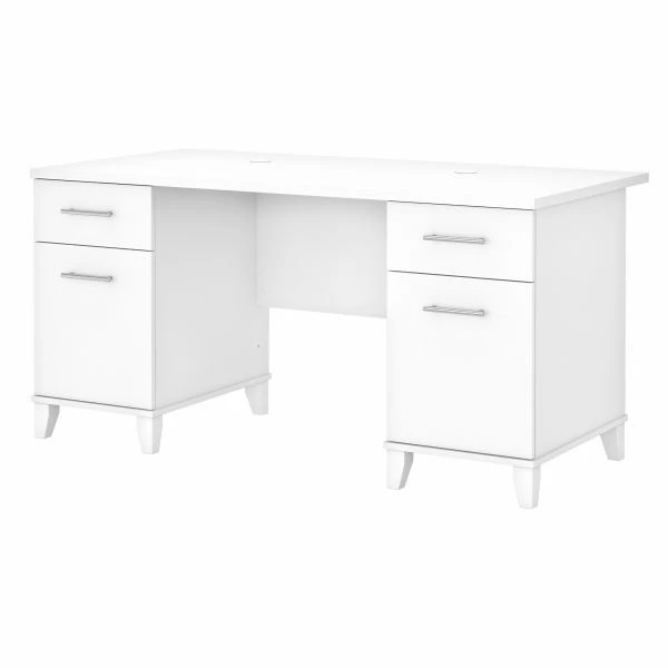 Bush Furniture Somerset 60W Office Desk With Drawers In White 1 Bush Furniture Somerset 60W Office Desk With Drawers In White