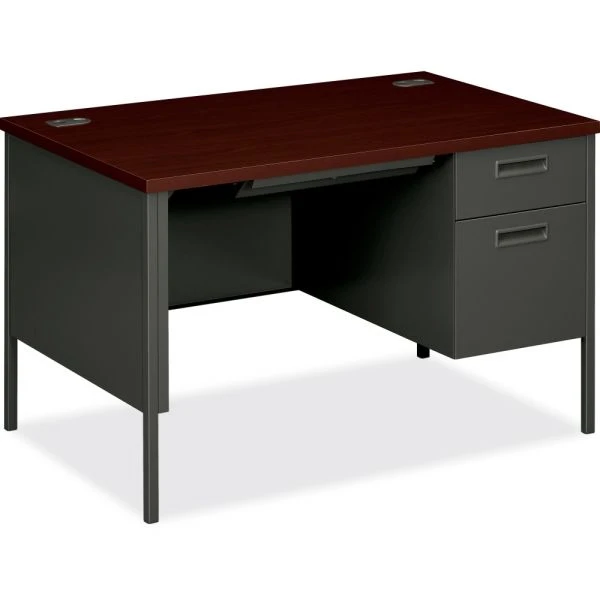 HON Metro Classic Series Right Pedestal Desk, 48" X 30" X 29.5", Mahogany/Charcoal 4 HON Metro Classic Series Right Pedestal Desk, 48" X 30" X 29.5", Mahogany/Charcoal - Image 4