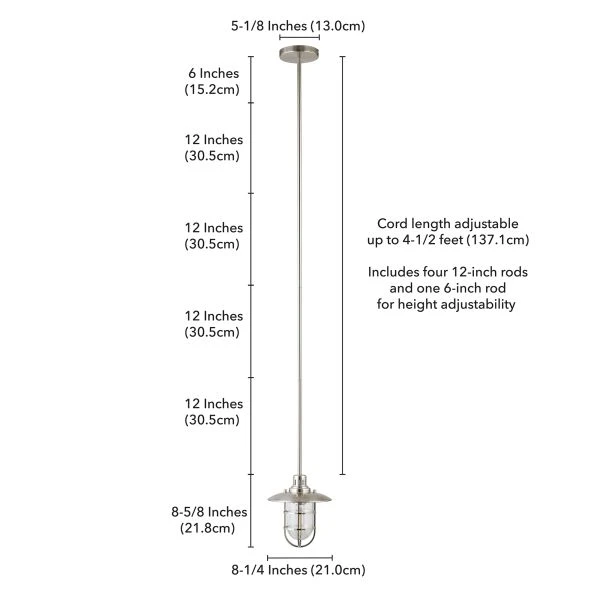 Bay 8.25" Wide Lantern Pendant With Glass/Metal Shade In Brushed Nickel/Clear 5 Bay 8.25" Wide Lantern Pendant With Glass/Metal Shade In Brushed Nickel/Clear - Image 5