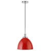 Madison 12" Wide Pendant With Metal Shade In Poppy Red/Polished Nickel/Poppy Red
