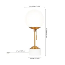 Reagan 17.75" Tall Table Lamp With Glass Shade In Brass/ White Marble/White Milk -office furniture sale c98468cda7272064438955fd4d36a4f511