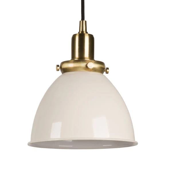 Madison 8" Wide Pendant With Metal Shade In Pearled White/Brass/Pearled White 4 Madison 8" Wide Pendant With Metal Shade In Pearled White/Brass/Pearled White - Image 4