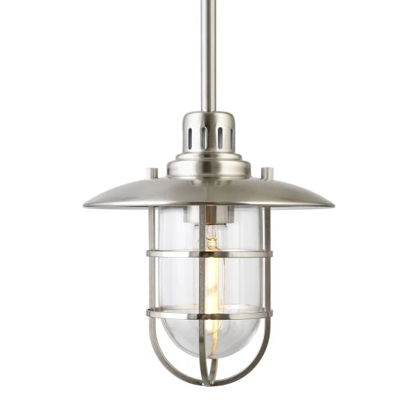 Bay 8.25" Wide Lantern Pendant With Glass/Metal Shade In Brushed Nickel/Clear 3 Bay 8.25" Wide Lantern Pendant With Glass/Metal Shade In Brushed Nickel/Clear - Image 3