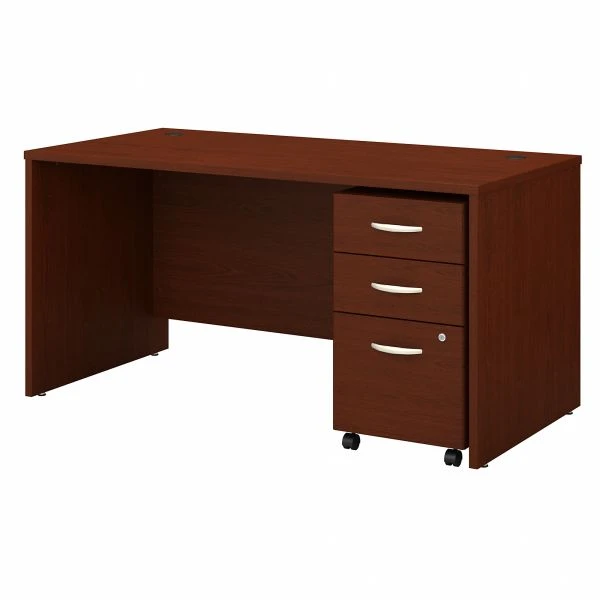 Bush Business Furniture Series C 60W X 30D Office Desk With 3 Drawer Mobile File Cabinet In Mahogany 1 Bush Business Furniture Series C 60W X 30D Office Desk With 3 Drawer Mobile File Cabinet In Mahogany