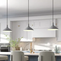 Barton 14" Wide Pendant With Metal Shade In Matte Gray/Brass/Matte Gray 12 Barton 14" Wide Pendant With Metal Shade In Matte Gray/Brass/Matte Gray -office furniture sale ca310e0724636d2bd99bc1765e4c19daca