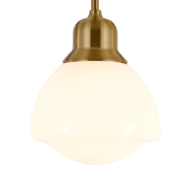 Brooks 8.12" Wide Pendant With Glass Shade In Brass/White Milk 6 Brooks 8.12" Wide Pendant With Glass Shade In Brass/White Milk - Image 6
