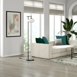 Blume 68" Tall Arc Floor Lamp With Glass Shade In Blackened Bronze/Milk White -office furniture sale ca86ce051b132bb6b74a49040b9bb45e5b