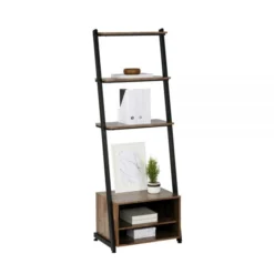 Belling 73"H Leaning 3-Shelf Bookcase, Modern Oak