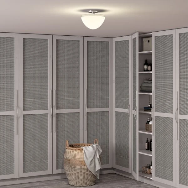 Durant 12.62" Wide Semi Flush Mount With Glass Shade In Polished Nickel/White Milk 7 Durant 12.62" Wide Semi Flush Mount With Glass Shade In Polished Nickel/White Milk - Image 7