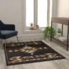 Amado Collection Southwestern 4' X 5' Brown Area Rug - Olefin Accent Rug With Jute Backing - Living Room, Bedroom, Entryway