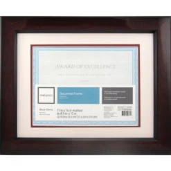 Plastic Photo/Document Frame, 11" X 14", Matted For 8-1/2" X 11", Black Cherry