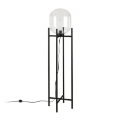 Edison 55" Tall Floor Lamp With Glass Shade In Blackened Bronze/Clear