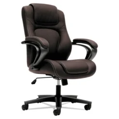 HON HVL402 Series Executive High-Back Chair, Supports Up To 250 Lb, 17" To 21" Seat Height, Brown Seat/Back, Black Base -office furniture sale cbaeaa2adcb4069f7f12ab7054342ac23a