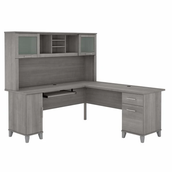 Bush Furniture Somerset 72W L Shaped Desk With Hutch In Platinum Gray 1 Bush Furniture Somerset 72W L Shaped Desk With Hutch In Platinum Gray