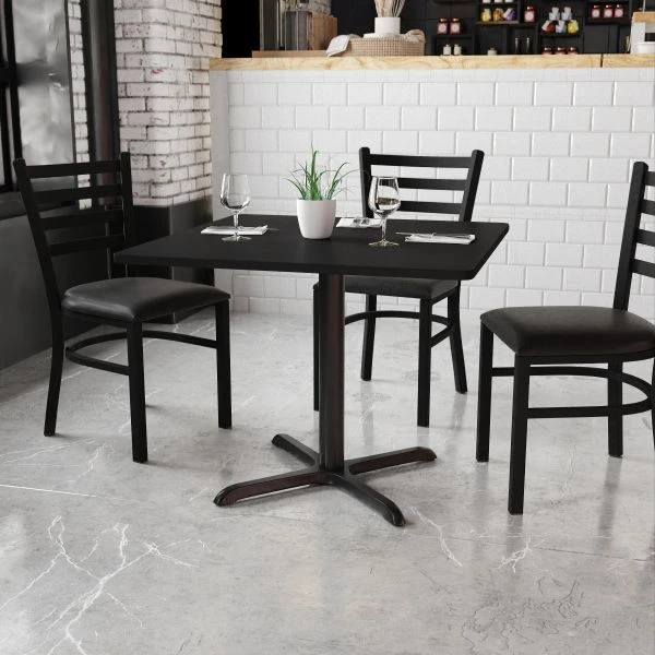 Stiles 36'' Square Black Laminate Table Top With 30'' X 30'' Table Height Base 1 Stiles 36'' Square Black Laminate Table Top With 30'' X 30'' Table Height Base