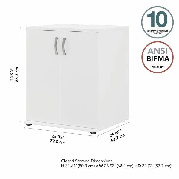 Bush Business Furniture Universal Floor Storage Cabinet With Doors And Shelves In White 4 Bush Business Furniture Universal Floor Storage Cabinet With Doors And Shelves In White - Image 4