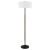 Simone 2-Light Floor Lamp With Fabric Shade In Blackened Bronze/Rustic Oak/White