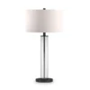 Harlow 29" Tall Table Lamp With Fabric Shade In Clear Glass/Blackened Bronze/White