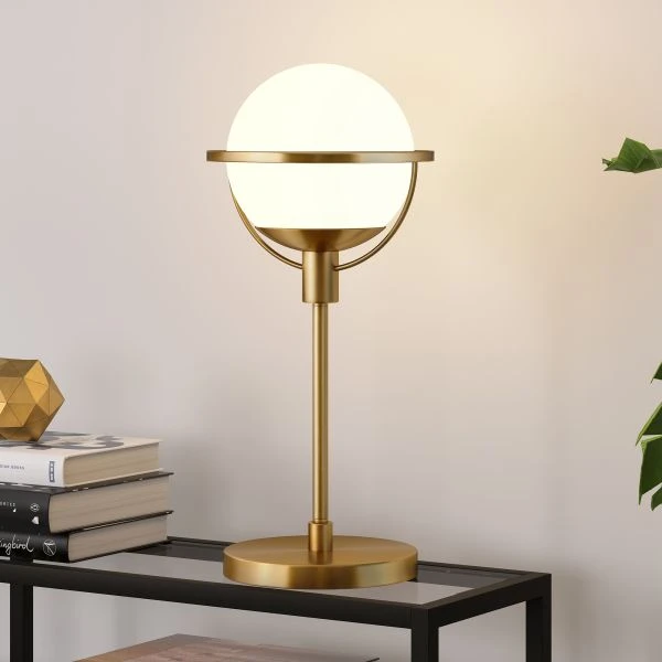 Cieonna 21" Tall Globe & Stem Table Lamp With Glass Shade In Brass/Clear 4 Cieonna 21" Tall Globe & Stem Table Lamp With Glass Shade In Brass/Clear - Image 4