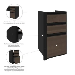 Bestar Connexion Pedestal In Antigua & Black -office furniture sale cc7245f3ca4f5b49821bc79e2e29f3c85b