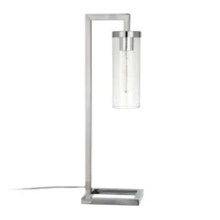 Malva 26" Tall Table Lamp With Glass Shade In Polished Nickel/Seeded -office furniture sale cc7d2e4082b1cc854db92921b035636380