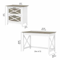 Bush Furniture Key West 2 Person Desk Set With Lateral File Cabinet In Pure White And Shiplap Gray -office furniture sale cc9691d0823ebf8a3377021f20471a5c1c