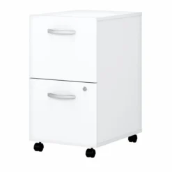 Bush Business Furniture Easy Office 2 Drawer Mobile File Cabinet In Pure White - Assembled