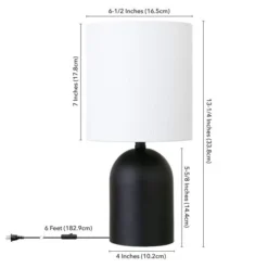 Talbot 13.25" Tall Mini Lamp With Fabric Shade In Blackened Bronze/White -office furniture sale cd6f5cf7c44ff9275bfc7e33f7ed905186