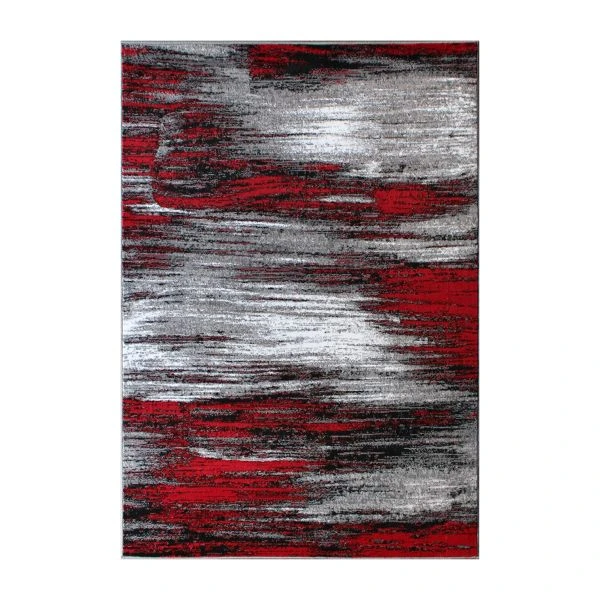 Rylan Collection 5' X 7' Red Scraped Design Area Rug - Olefin Rug With Jute Backing - Living Room, Bedroom, Entryway 2 Rylan Collection 5' X 7' Red Scraped Design Area Rug - Olefin Rug With Jute Backing - Living Room, Bedroom, Entryway - Image 2