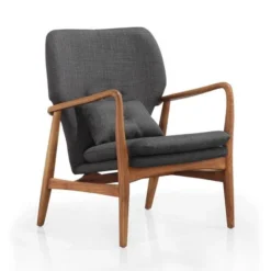 Bradley Accent Chair In Charcoal And Walnut