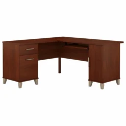 Bush Furniture Somerset 60W L Shaped Desk With Storage In Hansen Cherry