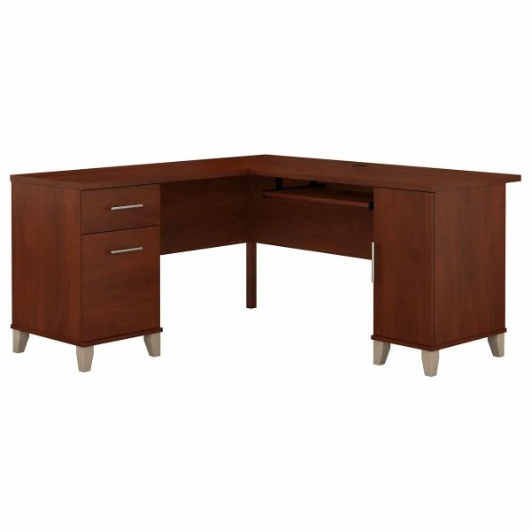 Bush Furniture Somerset 60W L Shaped Desk With Storage In Hansen Cherry 1 Bush Furniture Somerset 60W L Shaped Desk With Storage In Hansen Cherry