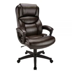 Fennington Bonded Leather High-Back Executive Chair, Brown, BIFMA Certified