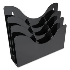 Deflecto 3-Tier Document Organizer W/6 Removable Dividers, 13.38w X 3.5d X 11.5h, Black -office furniture sale ce2f92b42b01efc8d0d0098042102a27b8