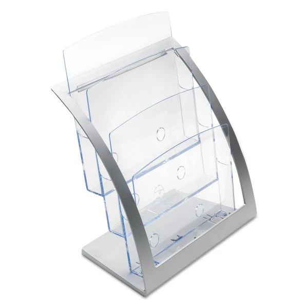 Deflecto 3-Tier Literature Holder, Leaflet Size, 11.25w X 6.94d X 13.31h, Silver 2 Deflecto 3-Tier Literature Holder, Leaflet Size, 11.25w X 6.94d X 13.31h, Silver - Image 2
