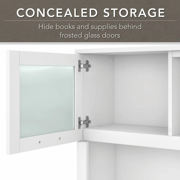 Bush Furniture Somerset 60W L Shaped Desk With Hutch And Lateral File Cabinet In White 2 Bush Furniture Somerset 60W L Shaped Desk With Hutch And Lateral File Cabinet In White - Image 2