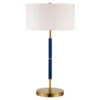 Simone 25" Tall 2-Light Table Lamp With Fabric Shade In Blue/Brass/White