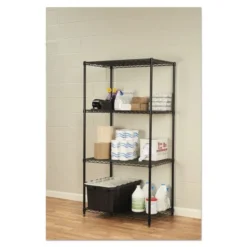 Alera NSF Certified Industrial Four-Shelf Wire Shelving Kit, 36w X 24d X 72h, Black -office furniture sale ce77bab1c036aaa39ead96120692963110